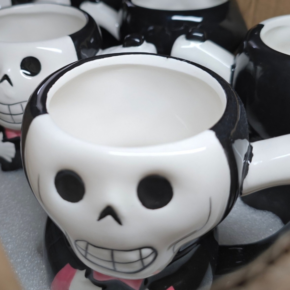 NEW Bundle of 4 Hyde & EEK Ceramic Grim Reaper Skull Coffee Mugs-Halloween,ghost